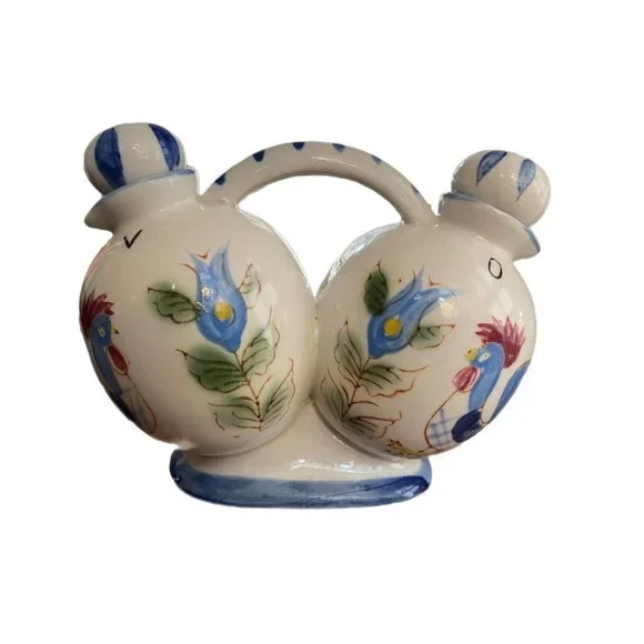 Vintage Nasco Hand Painted Ceramic Pottery OIL & VINEGAR CRUET - Picture 1 of 9